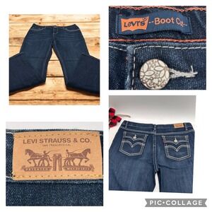 Levi Strauss Boot Cut Jeans Dark Wash Girls/Junior 14.5 Plus Embellished Pockets